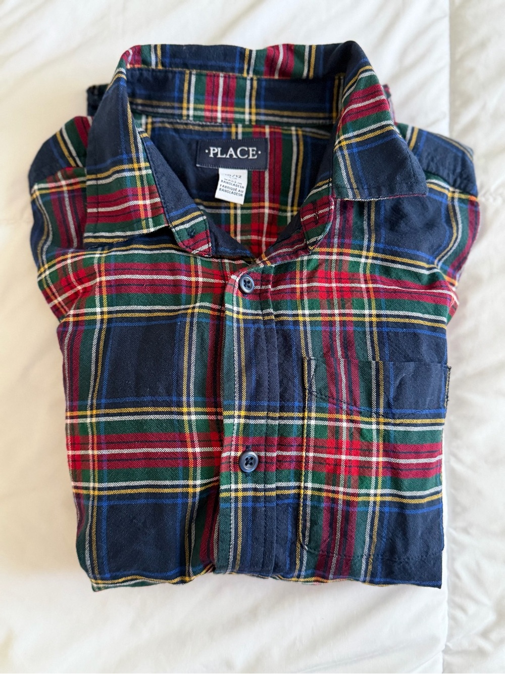 The Children's Place Navy, Red & Green Plaid Button-Down Shirt